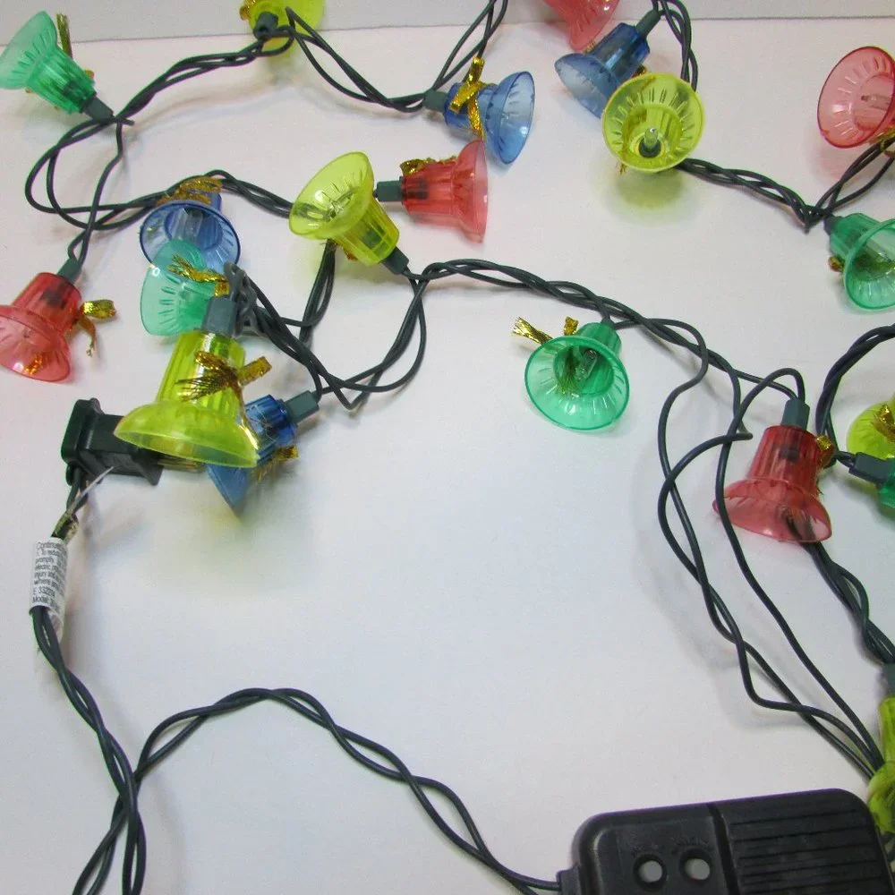 vintage string lights plastic colorful blinking bells play Christmas songs - Picture 7 of 14